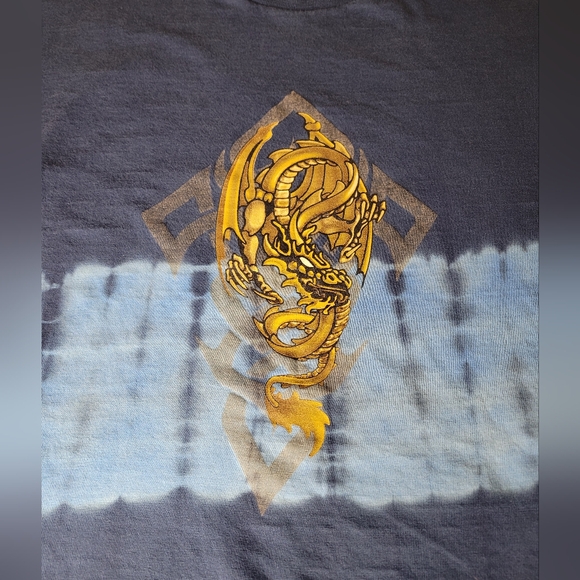Y2K Dragon T Shirt Mens XL Long Sleeve Northcrest Blue Tie Dye Graphic Print - Picture 3 of 8